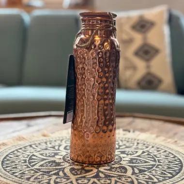 Kupfer Trinkflasche 600 ml | Gehämmert & Leicht Tailliert