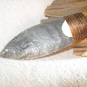 Kräutermesser aus Obsidian mit Hirschgeweihgriff (17 cm)
