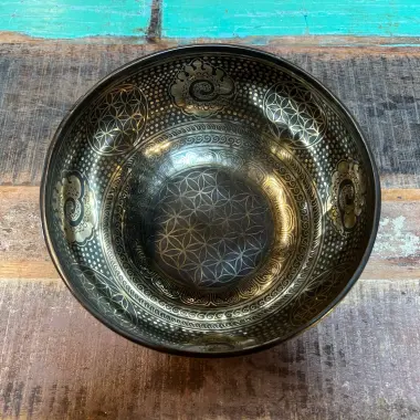 Tibetische Klangschale mit Blume des Lebens | ø 25.5 cm | Ton ~ C