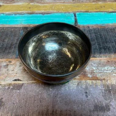 Tibetische Klangschale mit Blume des Lebens | ø 21 cm | Ton ~ G
