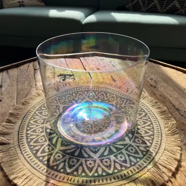 Alchemie Kristallklangschale | Cosmic Light Clear Grey | G#3 in 432 Hz