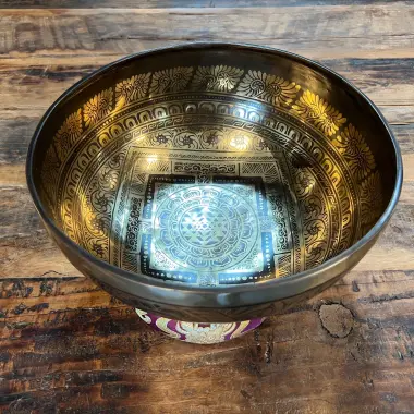 Klangschale mit Blume des Lebens | ø 30 cm | Ton ~ Ab | Uranus (104 Hz)