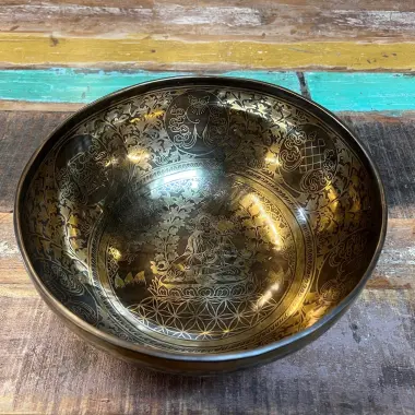 Klangschale mit weisser Tara | ø 29.5 cm | Ton ~ B | Siderischer Mond (105,4 Hz)