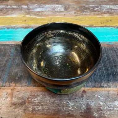 Tibetische Klangschale mit Blume des Lebens | ø 20.5 cm | Ton ~ G