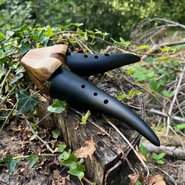 Harmonie Doppel Okarina aus Kuhhörnern | A4 & E5 in 432 Hz | ca. 24 cm