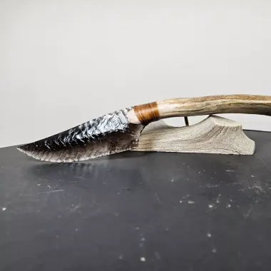 Obsidianmesser | Handgefertigt aus Hirschhorn & Smokey Obsidian