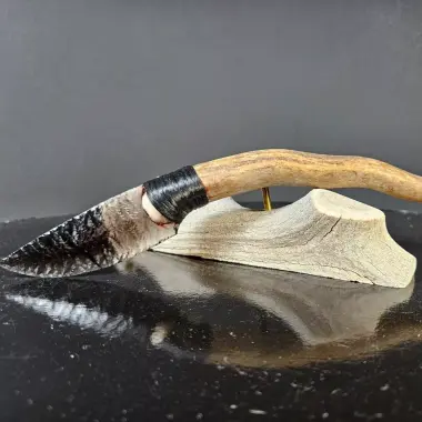 Obsidianmesser | Handgefertigt aus Hirschhorn & Smokey Glass Obsidian