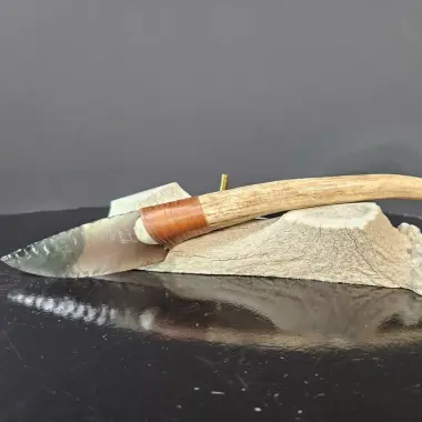 Obsidianmesser | Handgefertigt aus Hirschhorn & Smokey Obsidian