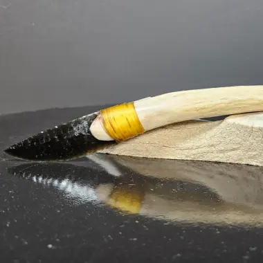 Obsidianmesser | Handgefertigt aus Hirschhorn & Smokey Charcoal Obsidian