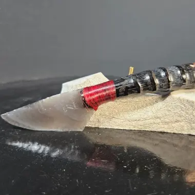 Obsidianmesser | Handgefertigt aus Springbokhorn & Grey Ghost Obsidian