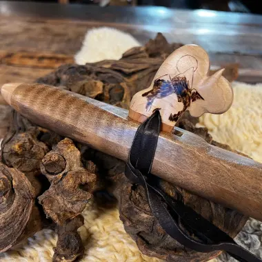 Gebetsflöte in G | Curly Walnuss | Meisterstück von Miguel Medina